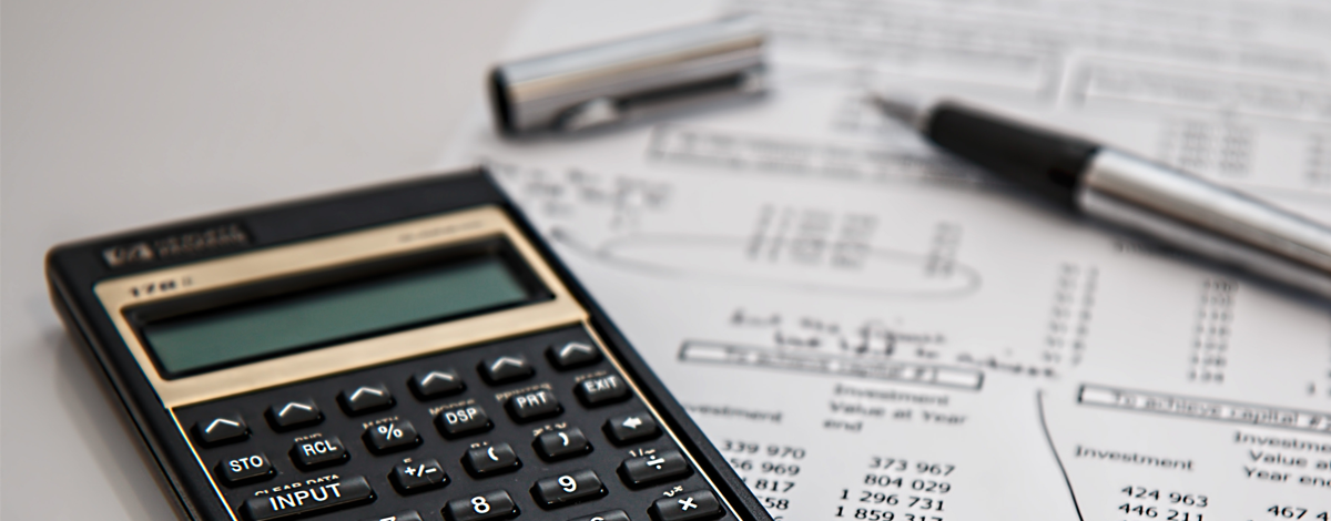 Calculator and finance balance sheet